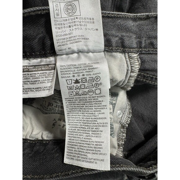 Levis 501 xx Skinny Jeans Womens 27x28 Black Button Fly Denim Distressed Cotton - Picture 10 of 13